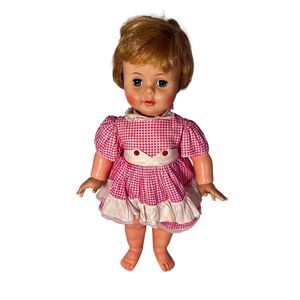 Vintage Ideal Kissy Doll 22" Tall 1962 With Original Dress & Apron